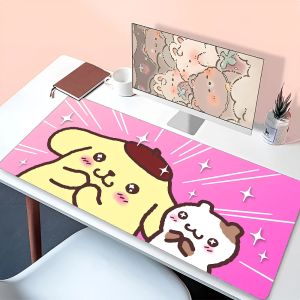 Potdemiel | Miniso Sanrio Kawaii Cute Pompompurin Mousepad Mouse Mat Desk Mat With Pad Gaming Accessories Prime Gaming XXL