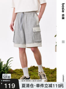 Bosie Casual Shorts for Men Summer 2025 Color Block Workwear Pants Couples 3D Leisure Trousers Youth Popular Loose Fit Cotton Polyester Blend