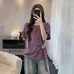 Áo Thun Dáng Suông Thiết Kế Gọn Gàng Màu Tím