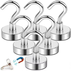 12mm Strong Neodymium Magnet Heavy Duty Magnetic Hooks Multi-Purpose Storage for Home Kitchen Bar Key Ship Bathroom Hangers Use