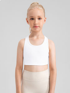 Kids Yoga Sports Bra Top Nylon Material Breathable Quick Dry High Elasticity Running Tank Top with Chest Pad for Girls