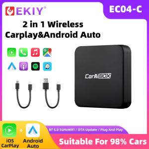 EKIY Portable 2 in 1 Universal CarPlay Ai Box Carplay Dongle Wireless CarPlay Android Auto Adapter