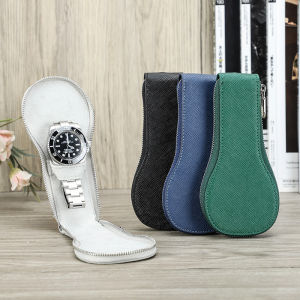 กล่องเก็บนาฬิกาสายเดี่ยวหนังแท้ทำมือมีซิปสำหรับทุกเพศกล่องเก็บนาฬิกา ขนาดเล็ก สำหรับผู้ชาย กล่องจัดแสดงนาฬิกาสำหรับผู้หญิง