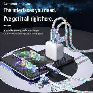 Phone cable LED Luminous USB Cable 4 in 1 Fast Charging Data Cable for iphone 14 Pro Max Charger Cables USB PD To Type-C ﻿