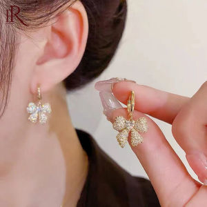 Frascati New Design Zircon Pearl Bowknot Hoop Earrings Korean Elegant Jewelry Party Exquisite Accessories For Womens