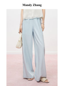 Romantic Lace Carved Straight Leg Trousers Linen and Tencel