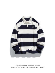 WUKONGYOUHUO | Fall Japanese Style Striped Loose Casual POLO Shirt