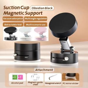360° Rotation Double Sided Vacuum Magnetic Car Mounted Adsorption Bracket Lazy Multifunctional Foldable Phone Holder