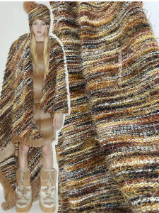 เสื้อคาร์ดิแกนถักสีสันสดใส ผ้าผสมนุ่มสบาย ผ้าขนยาว ผ้าฤดูใบไม้ร่วง/ฤดูหนาว ผ้า DIY สำหรับงานฝีมือ