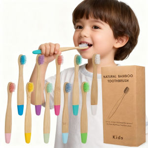 New Eco Organic Childrens Bamboo Toothbrush 4 PackTen Colors Soft Fibre Bristles 100% Biodegradable Handle Eco BPA Free
