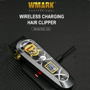 WMARK NG-130 Transparent Blade Hair Clipper - LED Display Body & Beard Trimmer with Barber Cutting Gown