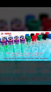 Ống nghiệm nhựa không nắp 16x100 PS MIDAMEC đóng gói 250 cái/bao