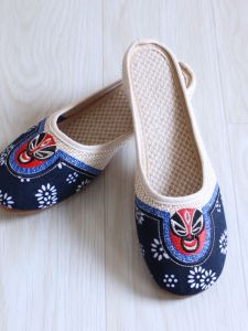 Yunnan Handmade Facial Makeup Straw Woven Ethnic Style Closed Toe Half Womens Wedge Embroidered Flats Sweet Beef Tendon Color Matching Womens Slippers