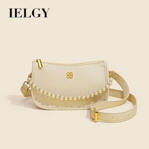 IELGY การตกแต่งไข่มุกธรรมดากระเป๋าสะพายไหล่ผู้หญิงแบบคุณภาพสูงย้อนยุคเนื้อเกี๊ยว
