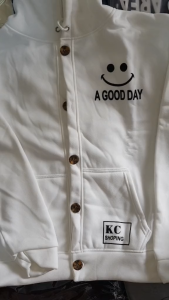 Áo Khoác Cardigan A GOOD DAY Có Nón 2 Lớp Nam Nữ Cặp Đôi - FREESHIP - Bomber Nỉ Len Màu Trắng