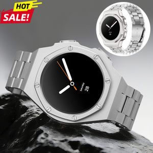 Metal Bezel Mod Kit Case for Samsung Galaxy Watch 8 40MM 44MM Steel&Rubber Band Cover for Galaxy Watch 8 Classic 46MM Refit Kit