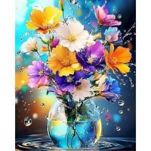 KAYOU | DIY Oil Painting By Numbers Kit Waterdrop Flowers Acrylic Paint By Numbers Diy Numbers Painting Art on Canvas By Numbers