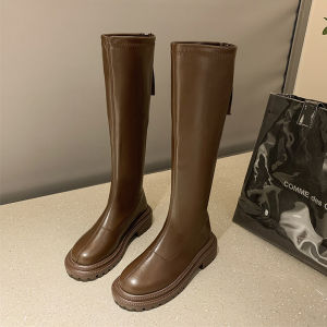 YX | Womens High-Heel Riding Boots Fashionable Spring-Autumn Single Boots Stylish Thick Sole Long Boots Slimming Short Boots