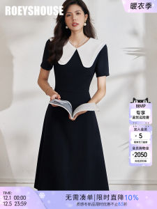 Elegant Black French Doll Collar Dress Womens Summer New Style Design Sense Full Skirt Roeys House Commute Style Zipper Splice