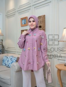 atasan kemeja cewek blouse bermotif kembang cantik & elegan