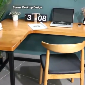 XUXU【In Stock】L-Shaped Computer Table Coner Study Table 120/140CM Office Table Stable Durable For Study Play Work Sturdy Steel Frame Stable Load-bearing Solid Wood Large Desktop