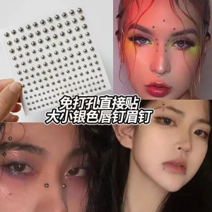 Diamond Eyebrow Piercing Sticker Fake Lip Nail Nose Bone No Hole Music Festival Face Diamond Sticker Adhesive Decorations