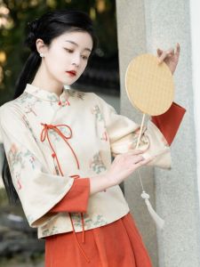 New Chinese Style Warmth Improved Cheongsam Loose Velvet Retro Top Half Skirt Garden Tourist Warmth National Trend Fashion Womens Clothing