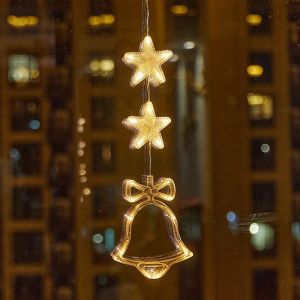 LED Suction Cup Lights Christmas Ambiance Decoration Christmas Tree Snowflake Bell Xmas Light Hanging Ornaments Window lights