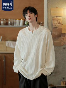 Áo Thun Dài Tay Cổ Chữ V Thêu Cỡ Lớn Dáng Rộng Thời Trang Mùa Thu Cho Nam Áo Hoodie Thoải Mái Thoáng Khí