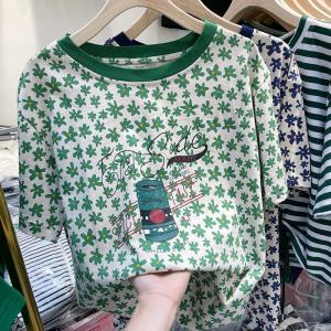 Big Sale Leak-Picking ~ Big Brand Womens Clothing Fashion round Neck Pure Cotton Short Sleeve T-Shirt Loose Simple and All-Matching Trendy Half Sleeve Tops