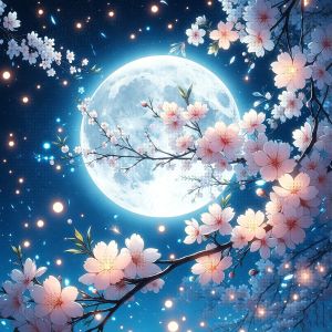 HUACAN Embroidery Kits Moon Landscape Cross Stitch Plum Blossom Flower 11CT Gift Handmade Art Needlework DMC Thread