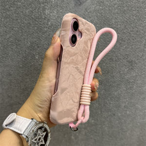 เคสโทรศัพท์มือถือแบบครึ่งหน้าลายผ้าไหมสีชมพูลึกสำหรับ Apple 16 pro Max 15 pro 14 รุ่นใหม่ 13 สีสันสดใส 12 รุ่นที่เป็นที่นิยมสำหรับคู่รัก