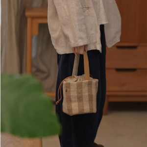 Artistic Chinese Style Printed Cotton Bucket Bag Womens Crossbody Summer High-End Small Single Shoulder Handbag