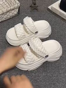 Comanier Sandal Fuji Wanita Korea Premium Sendal Karet Jelly Platform Tebal Empuk Tali Belakang