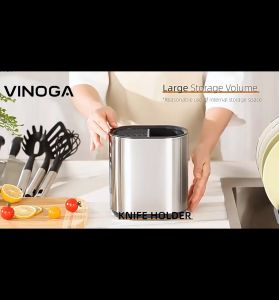 VINOGA Knife Holder Utensil Holder Stainless Steel Knives Block Cutlery Holder Fork Spoon Holder Kitchenware Organizer