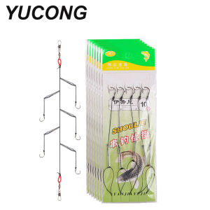 YUCONG String Hooks 3#-13# High Carbon Steel Fishing Hook Rigs Swivel Single Fishhook Combin 5 Haken Barbed Sharp hameçons Pesca