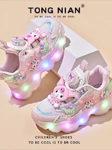 KUOBURENSHENG | Light-Up Breathable Girls Shoes With Rotating Buckle