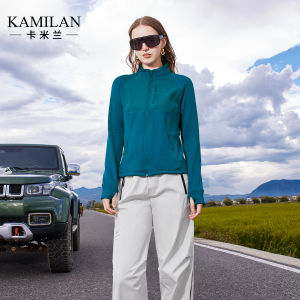 Kamilan Womens Woolen Jacket Waist-Cinching Casual Sporty Top Short Zippered Polyester Blend Long Sleeve High Collar