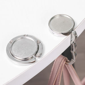 Multifunctional Portable Practical Folding Desktop Bag Hook Fashion Round Metal Rhinestones Simple Hanger Home Bedroom Storage Holder