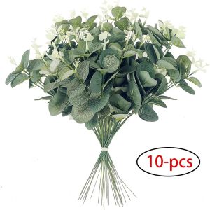 10pcs Artificial Eucalyptus Leaves Christmas Decorations Fake Plants Country Wedding Flowers Wreath Cake Home Decor