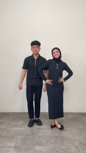 Couple Project - Cozy Couple Set Baju Pasangan Black Polo dan Dress Knit