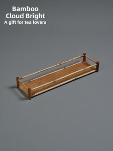 Chinese Style Bamboo Tea Cup Stand Display Shelf Luxury Tea Set Storage Plate Tea Placement Tea Tray Bamboo Material