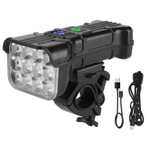 BORUiT BK12 Bicycle Front Light 12LED 700LM Type-C Rechargeable Bike Light Digital Display Built-in Battery Cycling Accessories