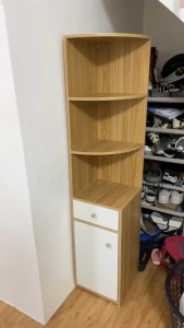 Minos Wooden Corner Cabinet Storage Cabinet with Drawer And Door Drawer Space Saving Corner Display Rack Home Furniture