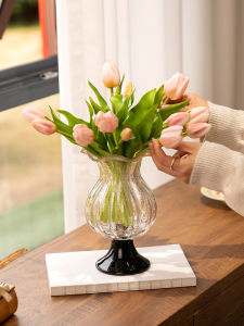 กระติกแก้วสไตล์ย้อนยุคหรูหรา กระติกแก้วแบบสูง โคมไฟสไตล์ฝรั่งเศส กระติกแก้วสำหรับจิตรกรรมดอกไม้ ตกแต่งบ้าน กระติกแก้วขนาดใหญ่