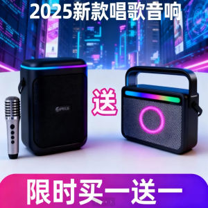 Portable Bluetooth Speaker 2025 New Model Camping Outdoor Karaoke Colorful Light Box with Microphone Wireless Atmosphere Light Speaker