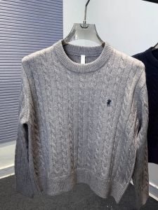 เสื้อสเวตเตอร์คอวีทรงกลม ผ้าแจ็คการ์ด แฟชั่นระดับไฮเอนด์ สำหรับผู้ชาย แบรนด์หรู ฤดูหนาว ปักลายม้าอย่างประณีต สไตล์ลำลอง แบบถัก ยี่ห้อพอล