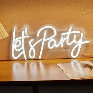 Chi-buy LED Neon Lets Party USB Powered Neon Signs Night Light 3D Wall Art & Game Room Bedroom Living Room Decor Lamp Signs
