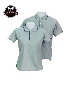 เสื้อโปโล รุ่น A-02 เสือโปโลสีเทาท็อปดราย เสื้อคอปกสีเทาแต่งปกสีกรม +++สินค้าพร้อมส่ง+++