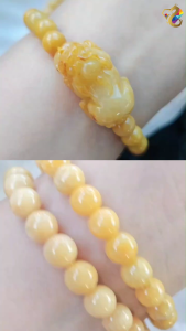 Premium Grade Rare Natural Yellow Golden Jadeite A-Grade Bracelet (With / Without Pixiu)
